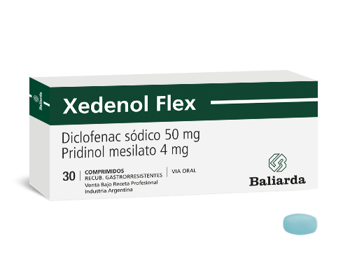 Xedenol Flex_0_Diclofenac-Pridinol_10.png Xedenol Flex Diclofenac  Pridinol  aine antiinflamatorio artritis columna Contractura Muscular Diclofenac dolor agudo espalda golpe hombro mano Miorrelajante Pridinol relajante muscular rodilla tobillo trauma Xedenol Flex